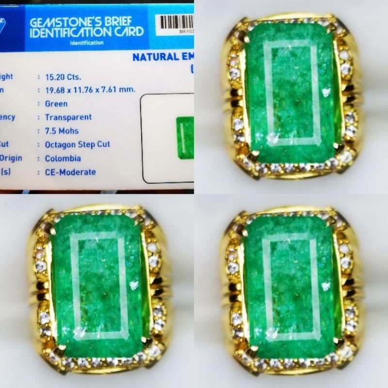 Natural Permata zamrud Colombia big size+memo