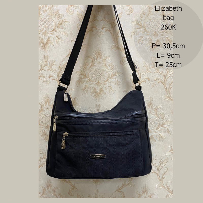 tas selempang elizabeth hitam elegan wanita