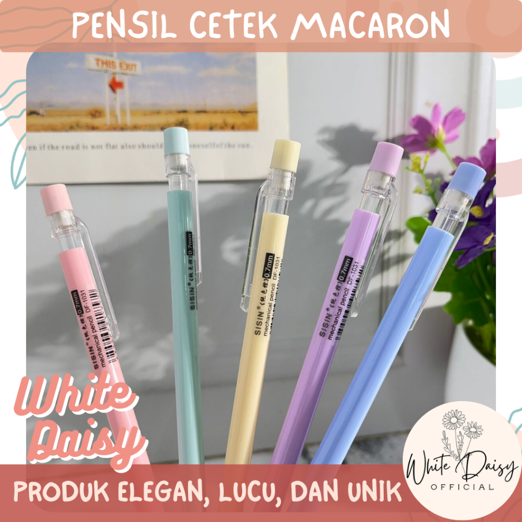 

Pensil mekanik pastel macaron premium pencil cetek + penghapus lucu
