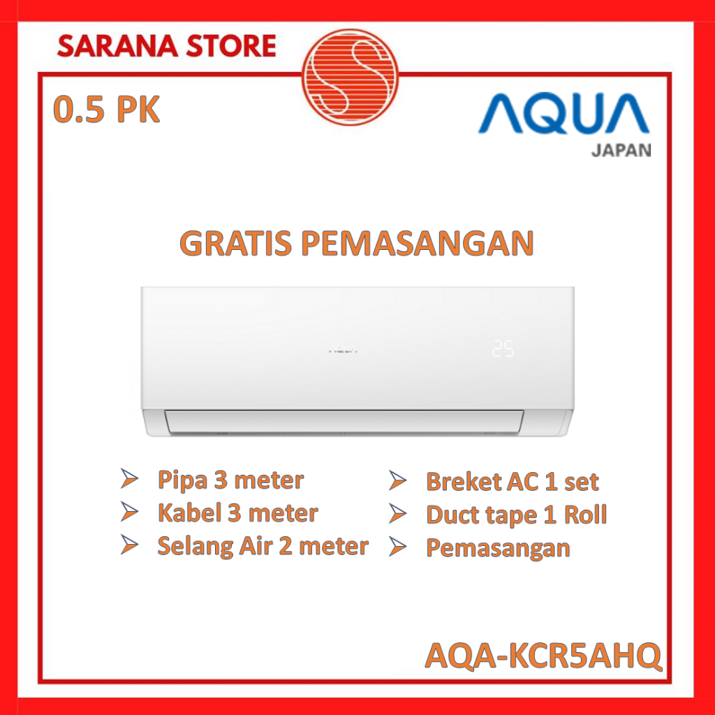 AC AQUA 1/2 PK AQA-KCR5AHQ 5AHQ 0.5PK Turbo Cooling KCR5AHQ