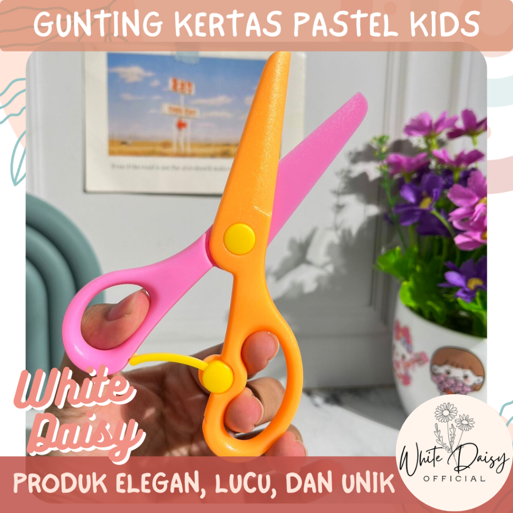 

Gunting kertas pastel kids premium 6-inch bahan plastik warna warni