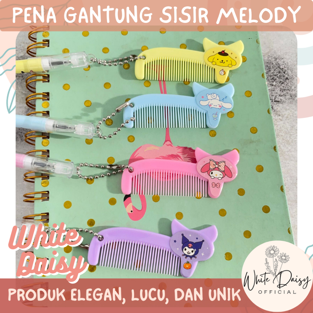 

Pena gantungan sisir pom pom purin premium unik pulpen comb lucu imut