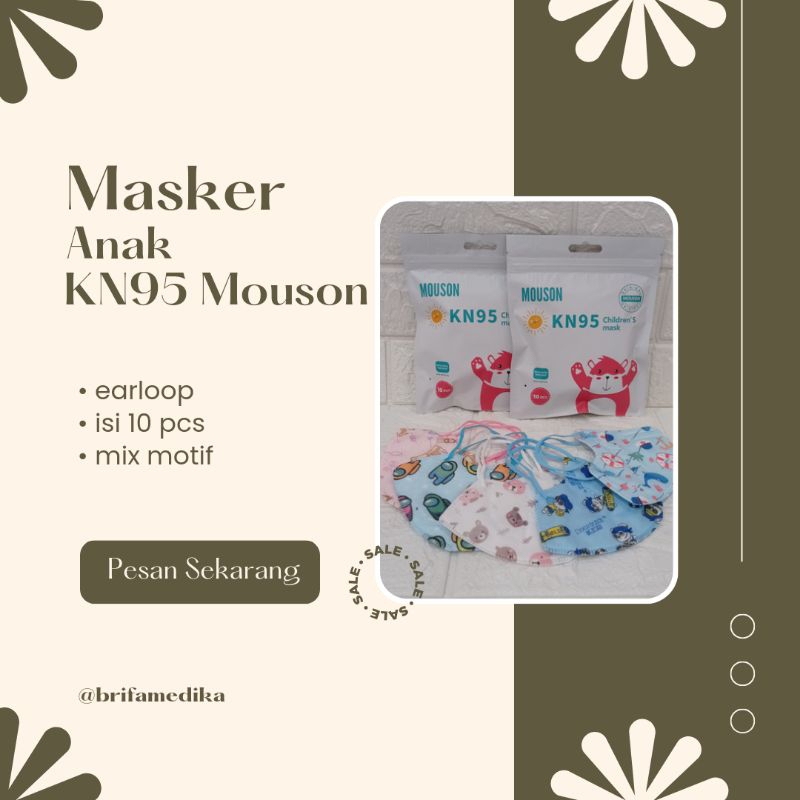 MASKER KN95 PRO ANAK MOUSON ISI 10 PCS EARLOOP / MASKER ANAK / KN95 MOUSON ANAK