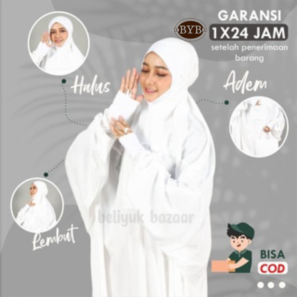 Mukena Mukenah Premium Terusan Malaysia Manset Rayon Jumbo Dewasa Travel Adem Dingin Halus Lembut Pu