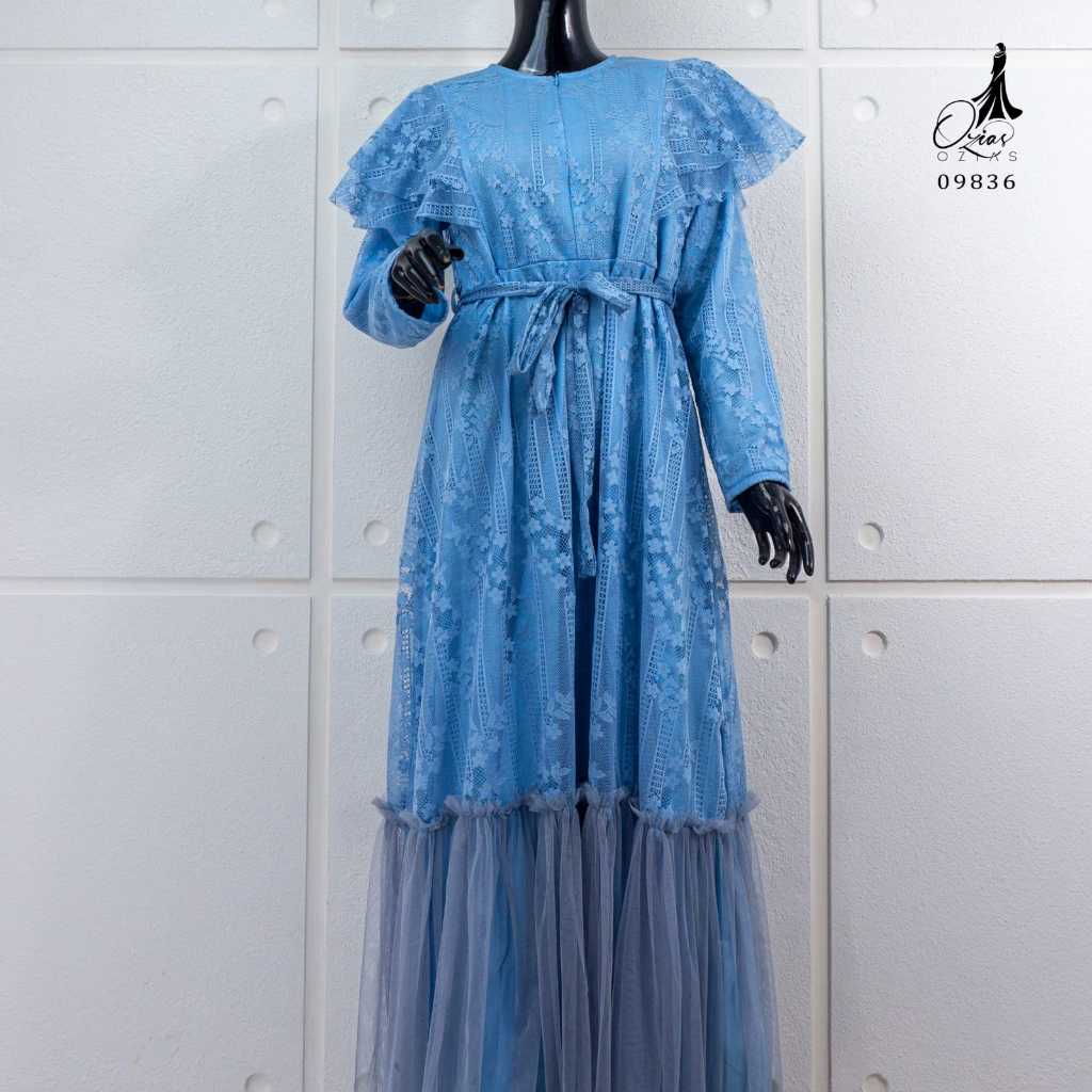 Ozias - Gamis Brokat Garden Lace 09836 Ld 105-baby blue