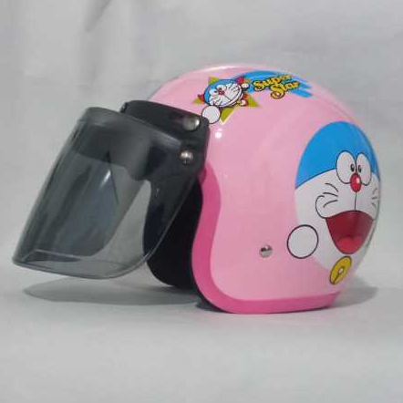 Helm ANAK motif DORAEMON lucu Helm Anak SNI umur 3-12 Tahun Free Kaca Datar Hitam