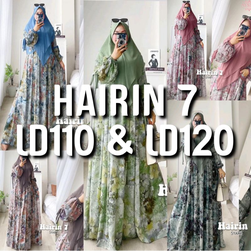 HAIRIN 7 LD110 & LD120 (LABEL SAVNA) | SET GAMIS SYARI HIJAB CERUTY BUSUI FRIENDLY