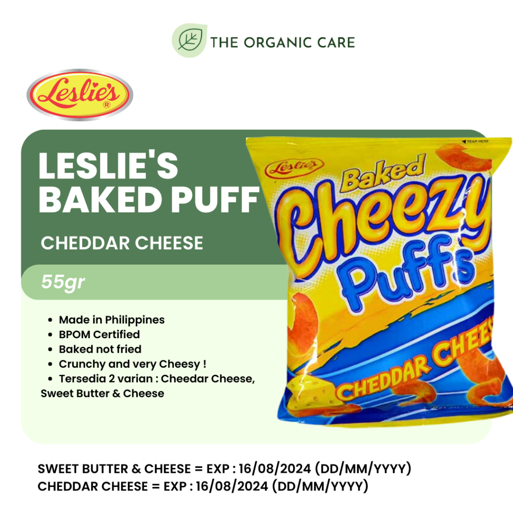 

LESLIE'S BAKED CHEESY PUFFS / CHEDDAR CHEESE 55GR / KERUPUK KEJU