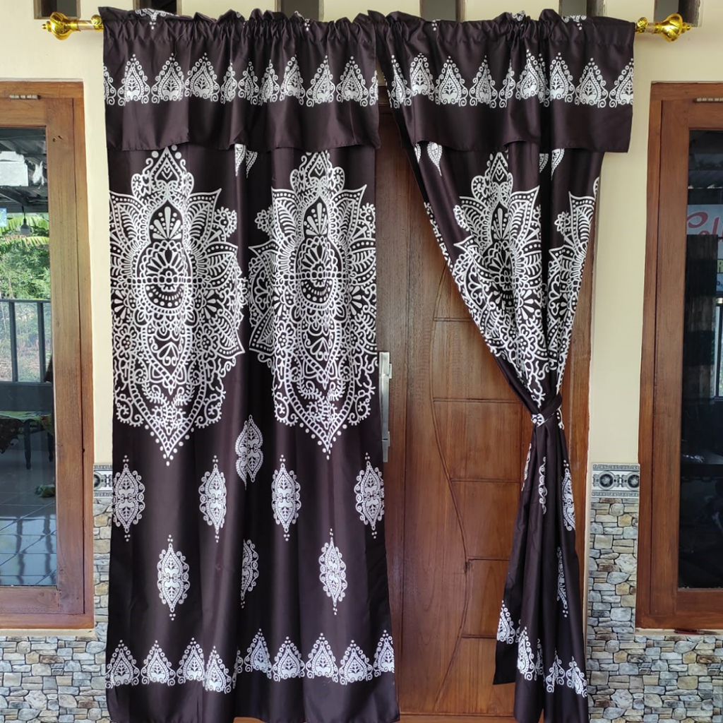 Gorden Hordeng Pintu Jendela Model Serut Ukuran 100x200cm Dekorasi Rumah Kamar Tidur Dan Ruang Tamu 
