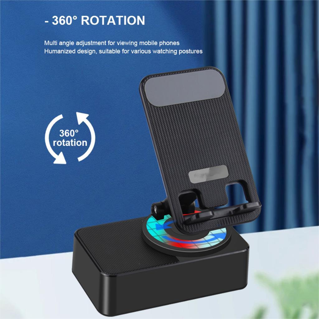 【Garansi &amp; Ready】UNIG Folding Dekstop Cell Phone Stand with Wireless Bluetooth Speaker and Anti-Slip Base HD Surround Sound Perfect for Home and Outdoors with Bluetooth Speaker for Desk Compatible with iPhone/ipad/Samsung Galaxy