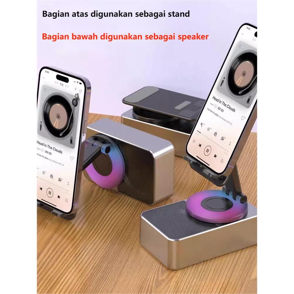 【Garansi &amp; Ready】UNIG Folding Dekstop Cell Phone Stand with Wireless Bluetooth Speaker and Anti-Slip Base HD Surround Sound Perfect for Home and Outdoors with Bluetooth Speaker for Desk Compatible with iPhone/ipad/Samsung Galaxy