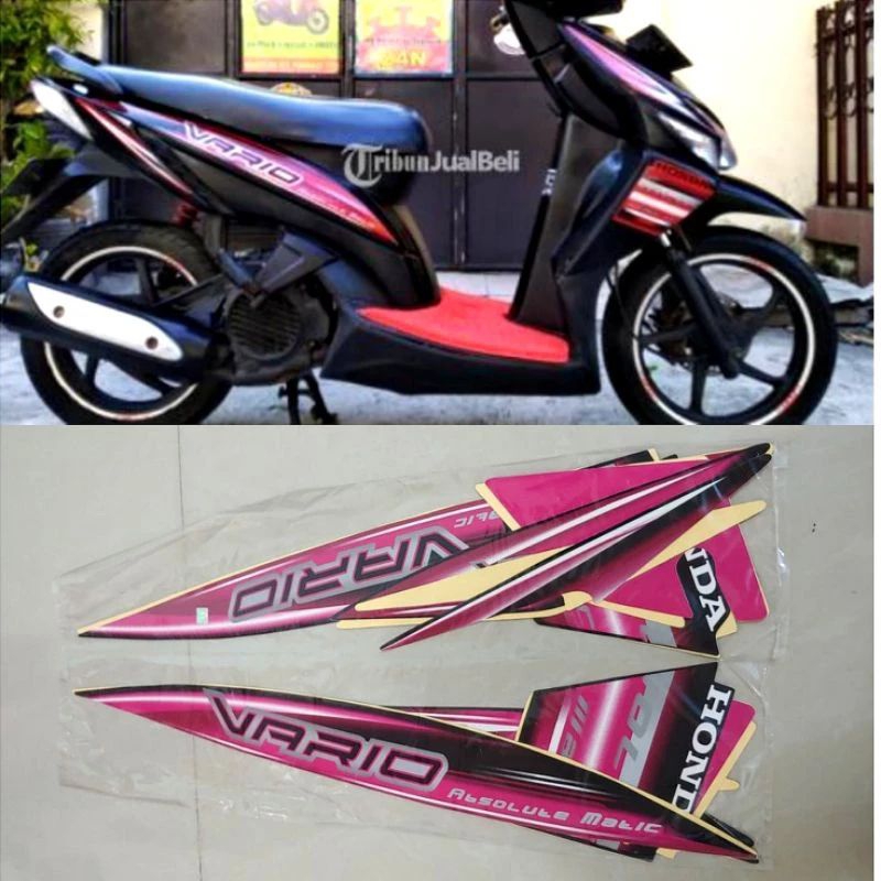 Striping stiker vario 110 karbu lama warna pink hitam