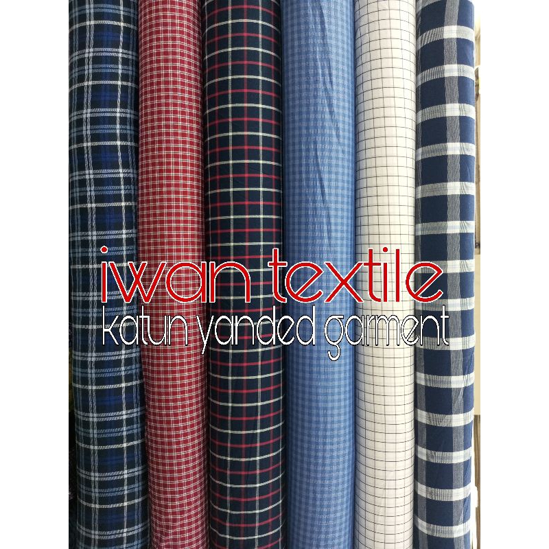 kain kotak kotak kain katun bahan kemeja pria wanita katun italy premium