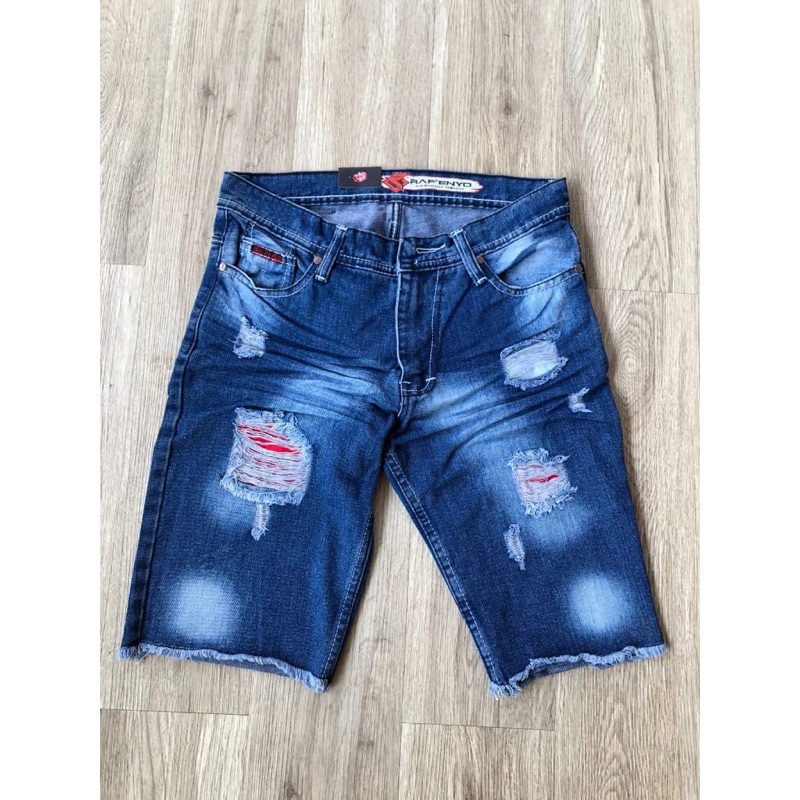 celana jeans pendek sobek pria sobek lapis ringkel bawah rawis premium size 28-34