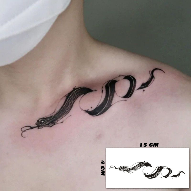 Tato Snake On Collarbone Semi Permanen Fruit Ink Tahan Lama