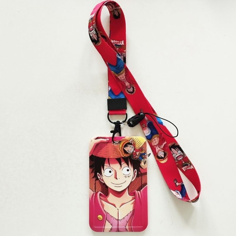 

Luffy One Piece ID Card Holder Lanyard Name Tag Gantungan Kalung Wadah Kartu Nama