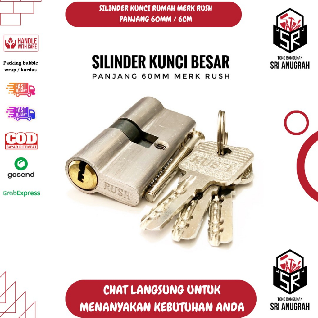 Silinder Kunci Pintu Rumah RUSH 60MM