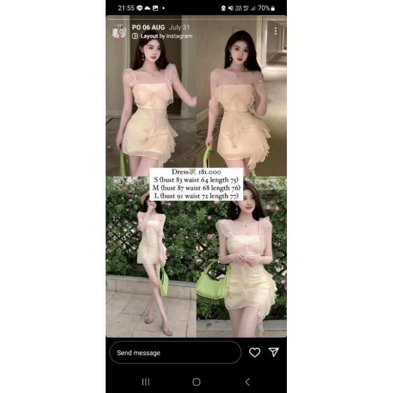 dress korea sabrina cream baju wanita