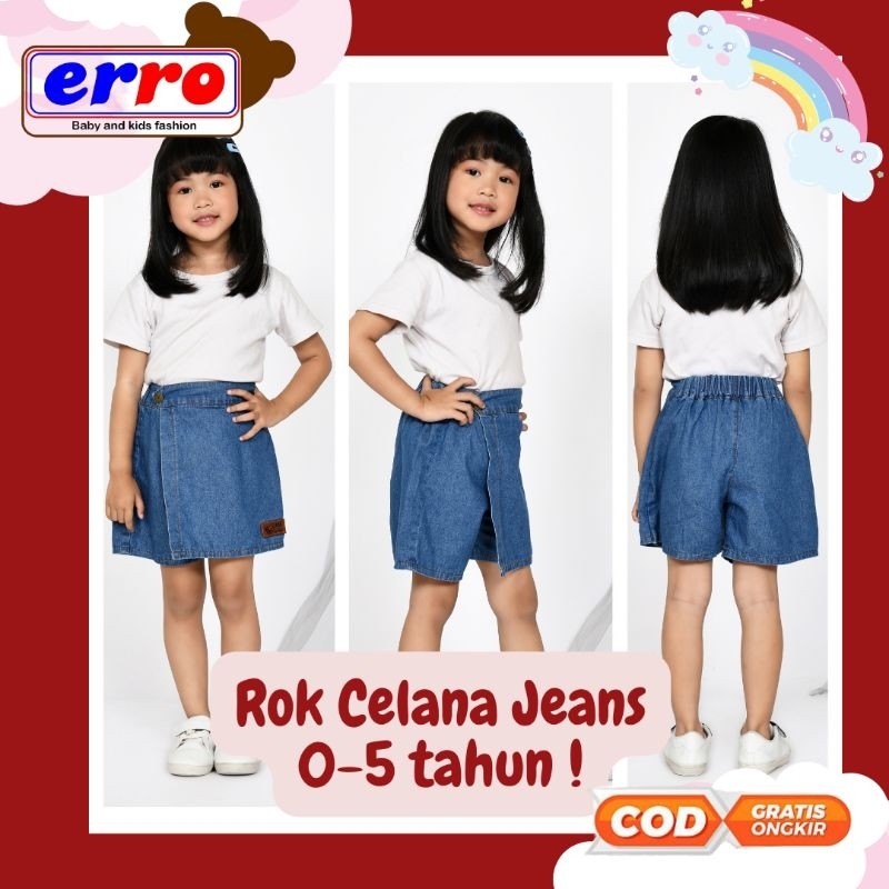 Rocela Rok Celana Jeans Anak 1-6 tahun Rokcel Mini Skirt Hotpants Pendek Denim Jins Jean Jin Bayi Ba