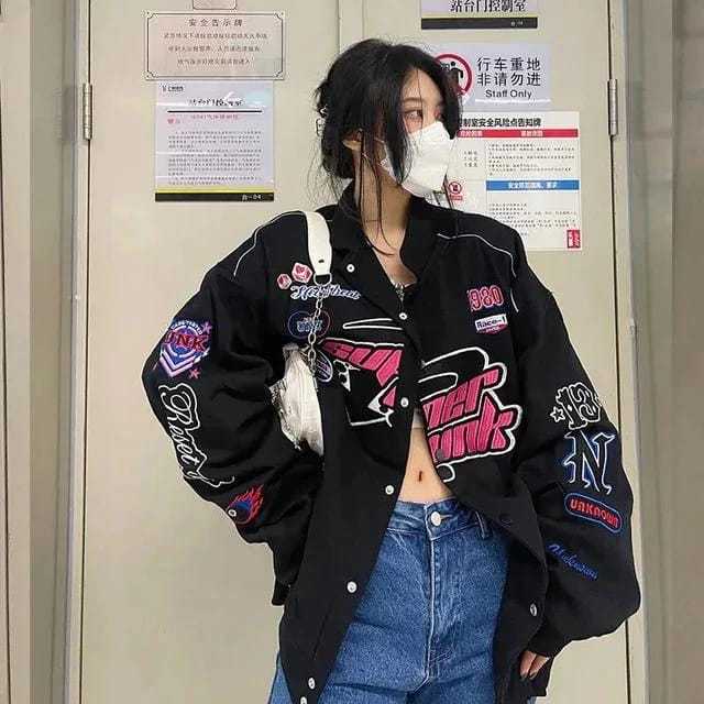 JAKET WANITA OVERSIZE - SUPER INK JACKET WANITA KOREAN STYLE VARSITY