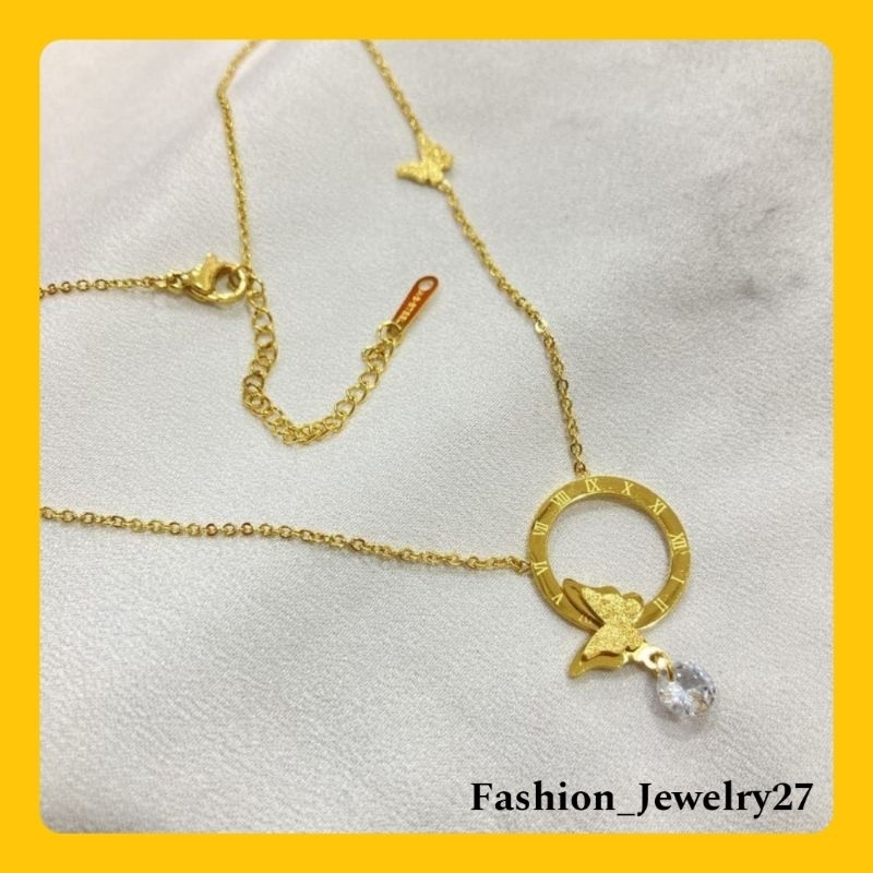 Kalung Wanita Titanium Kupu-Kupu Mata Asli Titanium