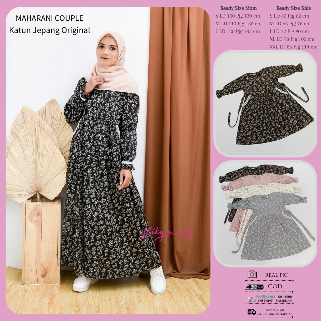 Baju Gamis Couple Ibu dan Anak Dress Maharani Muslim Fashion Syari Pakaian Syar'i Perempuan Kekinian