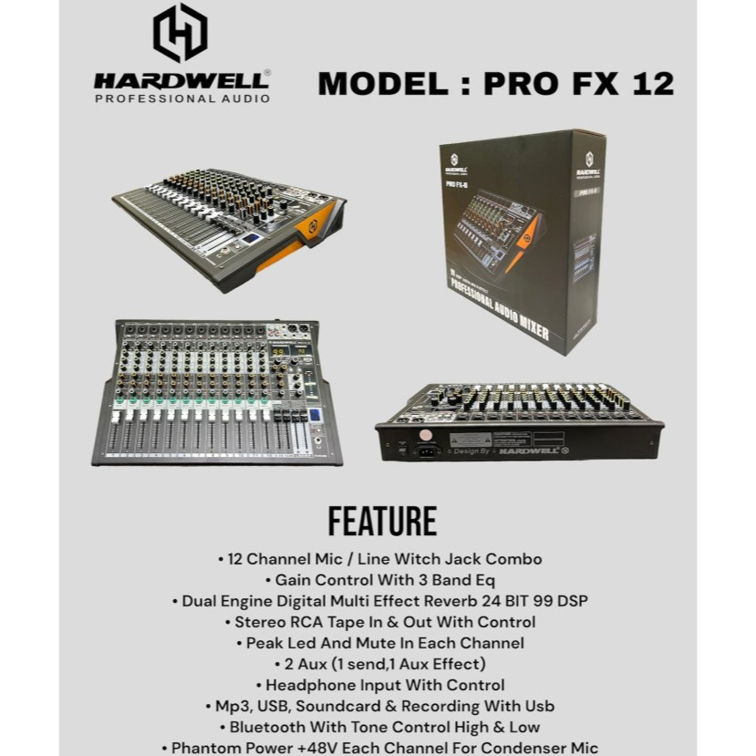 Mixer Audio Hardwell PRO FX 12+ Original / Mixer 12 Channel PRO FX 12+