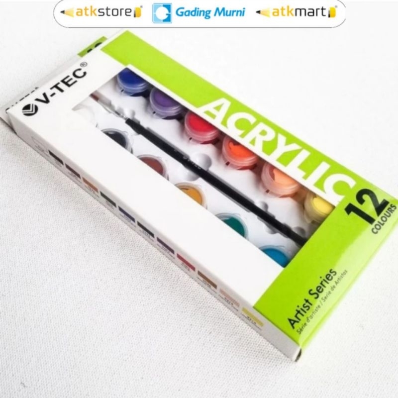 

V tec acrylic brush colour cat akrilik kuas lukis set 5ml 12 warna