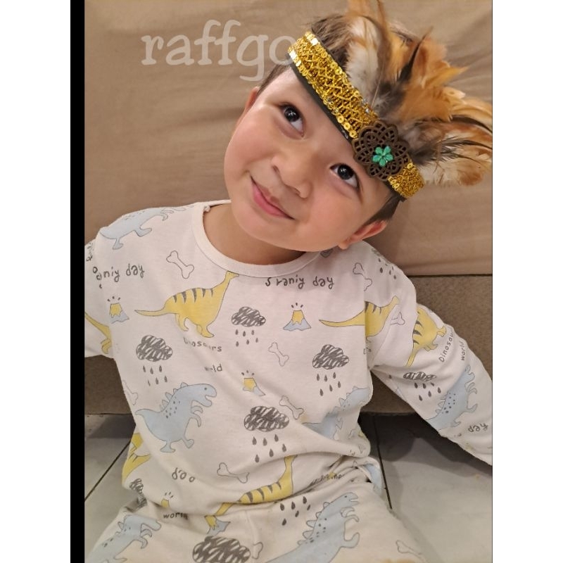 topi tari bulu ayam anak / aksesoris topi bulu anam