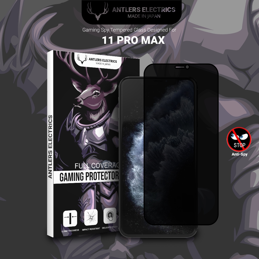 Antlers Electrics Tempered Glass Gaming Anti Spy Privacy AntiGores Antispy Untuk Iphone 11 Pro Max  