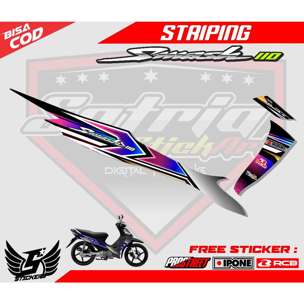 STRIPING VARIASI MOTOR SMASH 110 / STICKER LIST VARIASI SUZUKI SMASH 110