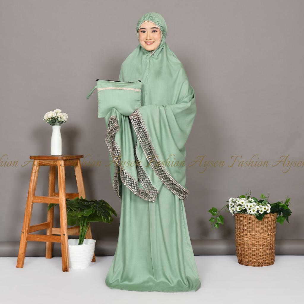 Mukena Dewasa Rayon Polos Renda