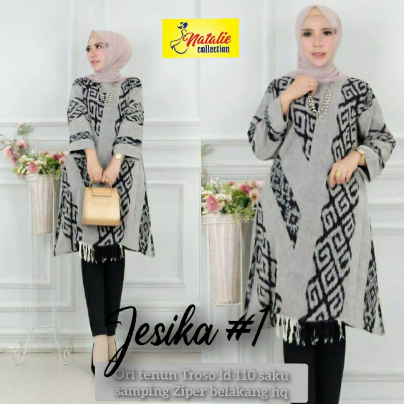 jesika tunik batik by natalie || tenun troso ld 110