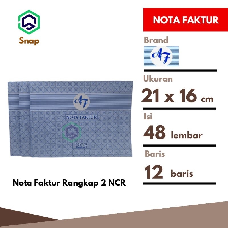 

Nota Faktur 2 Rangkap 2 Ply NCR 1/2 Folio AF - 1 Buku