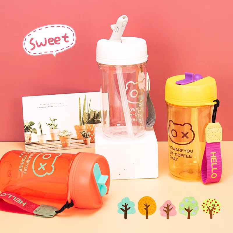 Gelas Botol Minum Plastik Aesthetic | Botol Air Minum | Tumblr Cup Plastik | Botol Minum 550ml | Bot