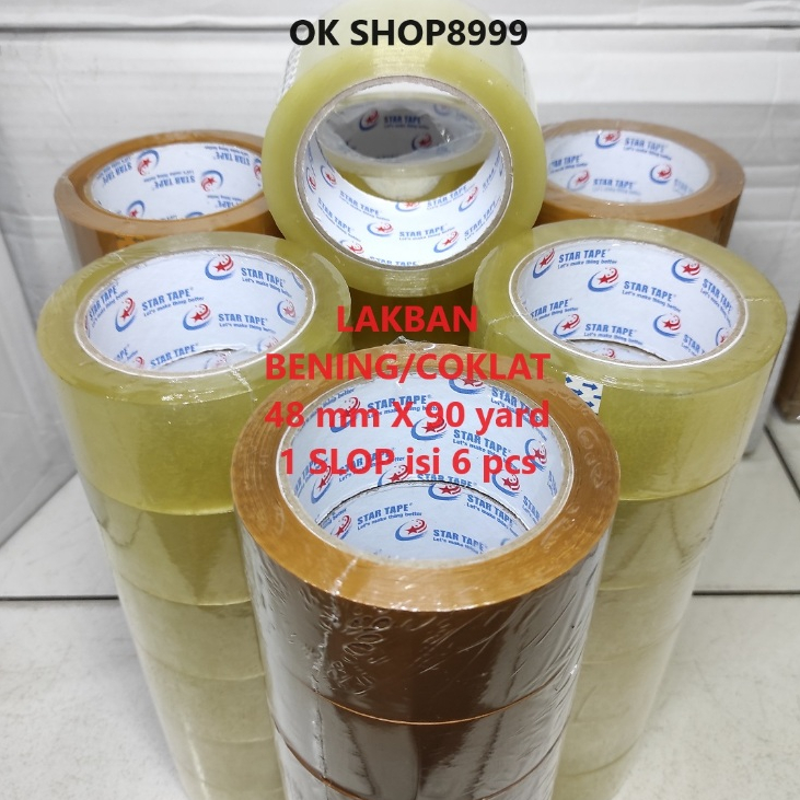 

LAKBAN MURAH 90 YARD 48 MM BENING DAN COKLAT 6 PCS BISA BAYAR DI TEMPAT