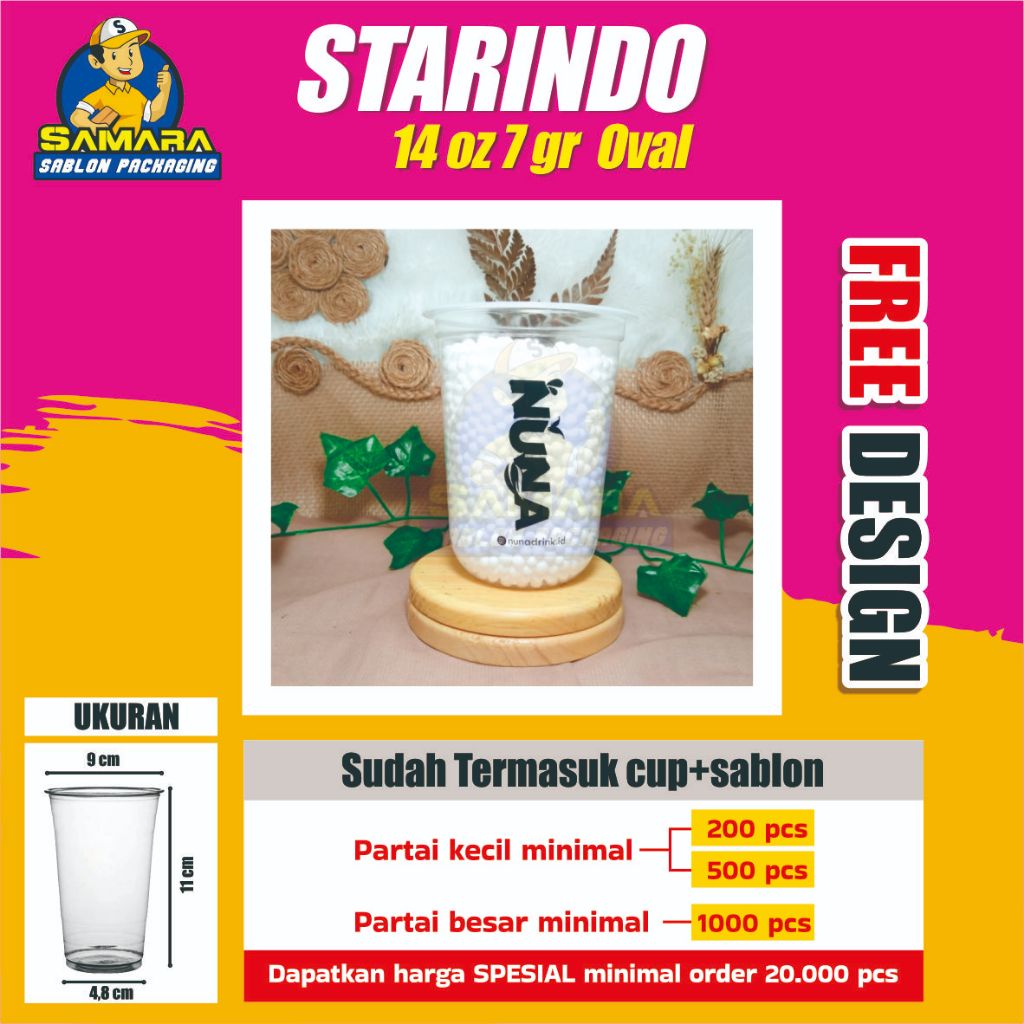Cup Sablon Oval 14Oz STARINDO Minimal 200pcs