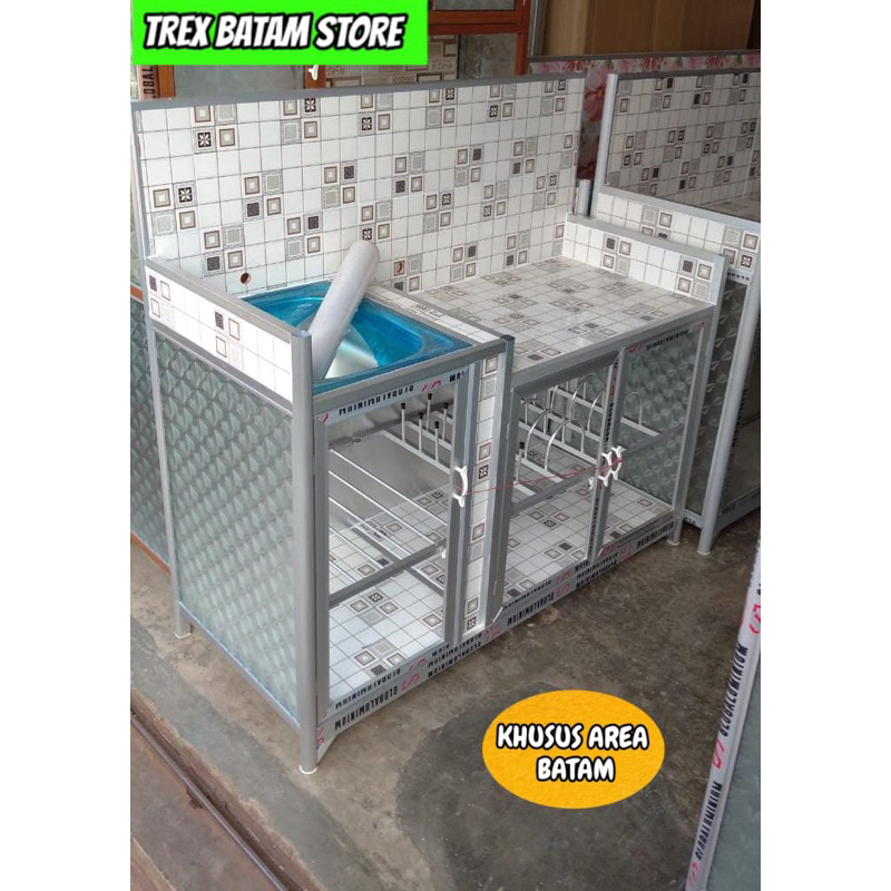 LEMARI RAK PIRING KOMPOR DAN WASTAFEL 3 PINTU [ BATAM ]