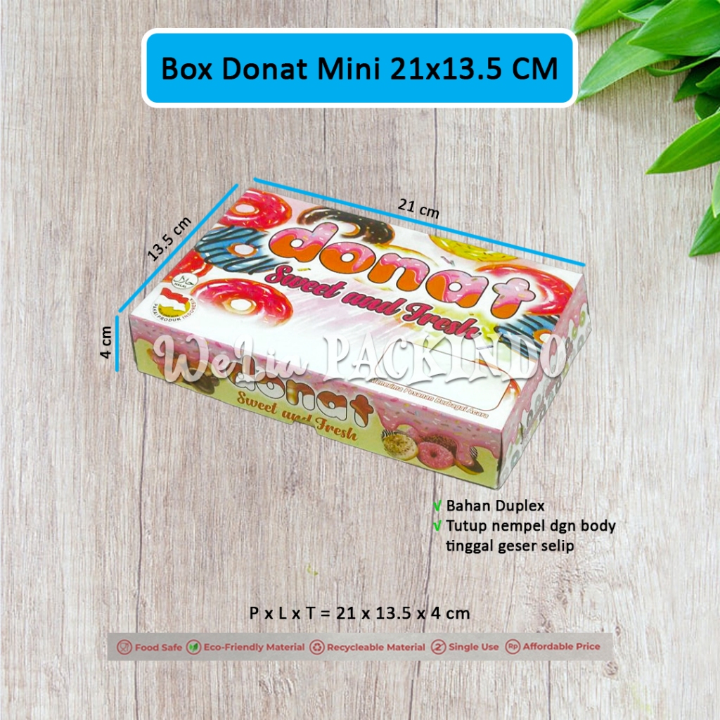 

[1 PCS] Box Donat Mini 21x13.5x4 Motif Sweet and Fresh / Box untuk isi 6 pcs Donat Mini / Kotak Dus Model GS