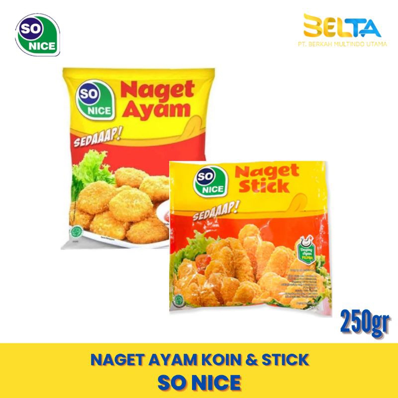So Nice Naget Nugget Ayam Ori Koin Dan Stick 250g So Nice By So Good Distributor Frozen Food