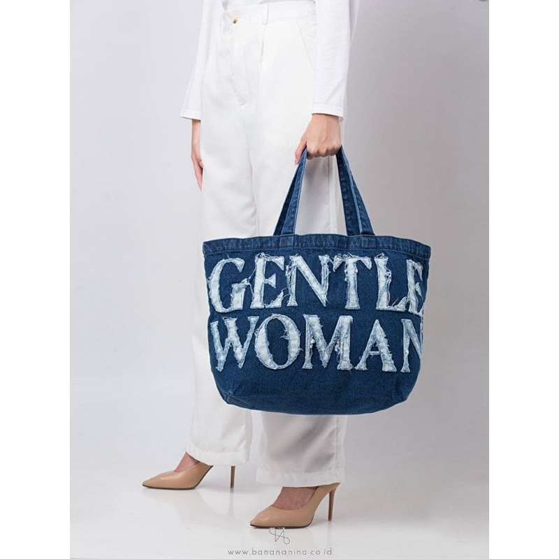 (READY STOCK) Gentle Woman Denim Tote Bag Navy