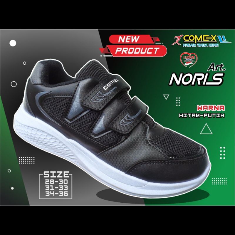 Sepatu comex anak sekolah noris laki laki perempuan perekat