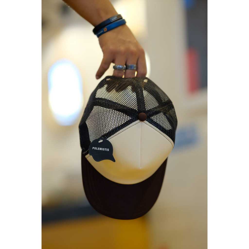 TOPI JARING POLOS COKLAT KREM COKLAT PREMIUM TRUCKER HAT POLOS POLEMISTIS BAHAN TEBAL JAHITAN RAPIH