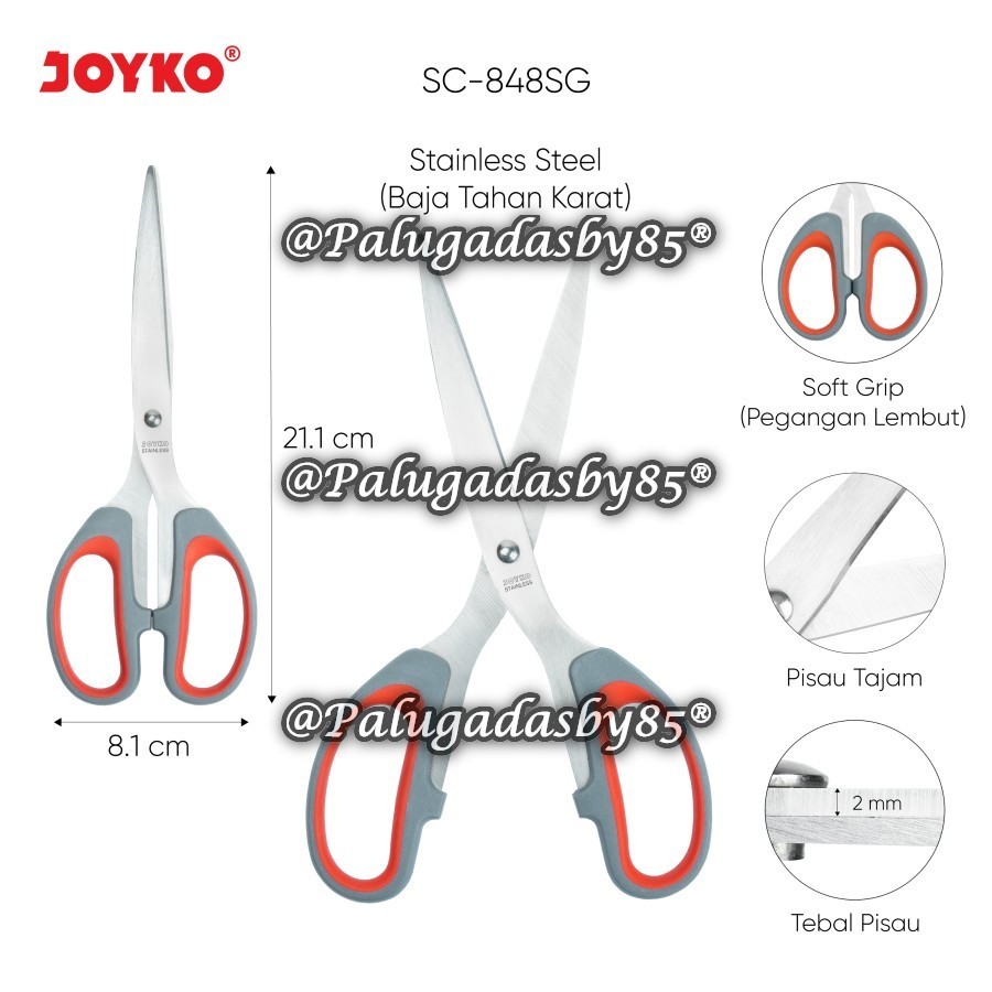 

(1 Biji) GROSIR Gunting JOYKO SC-848SG Soft Grip Besar / Gunting Scissors Joyko SC-848SG / Joyko SC848SG / Joyko SC-848 SG / Joyko SC 848 SG