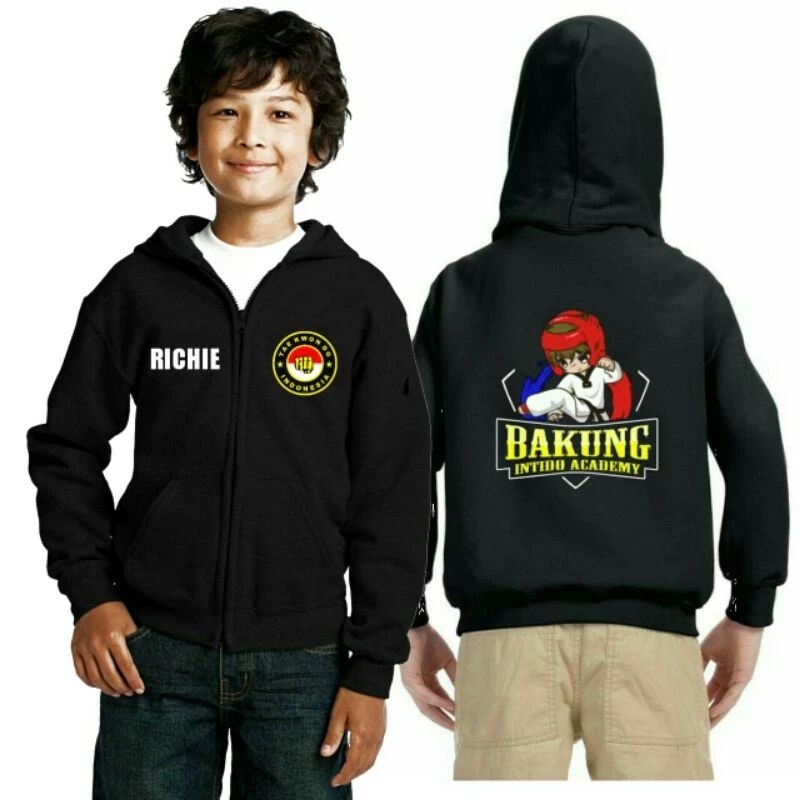 Jaket anak hoodie TAEKWONDO COSTUM LOGO nama bisa request