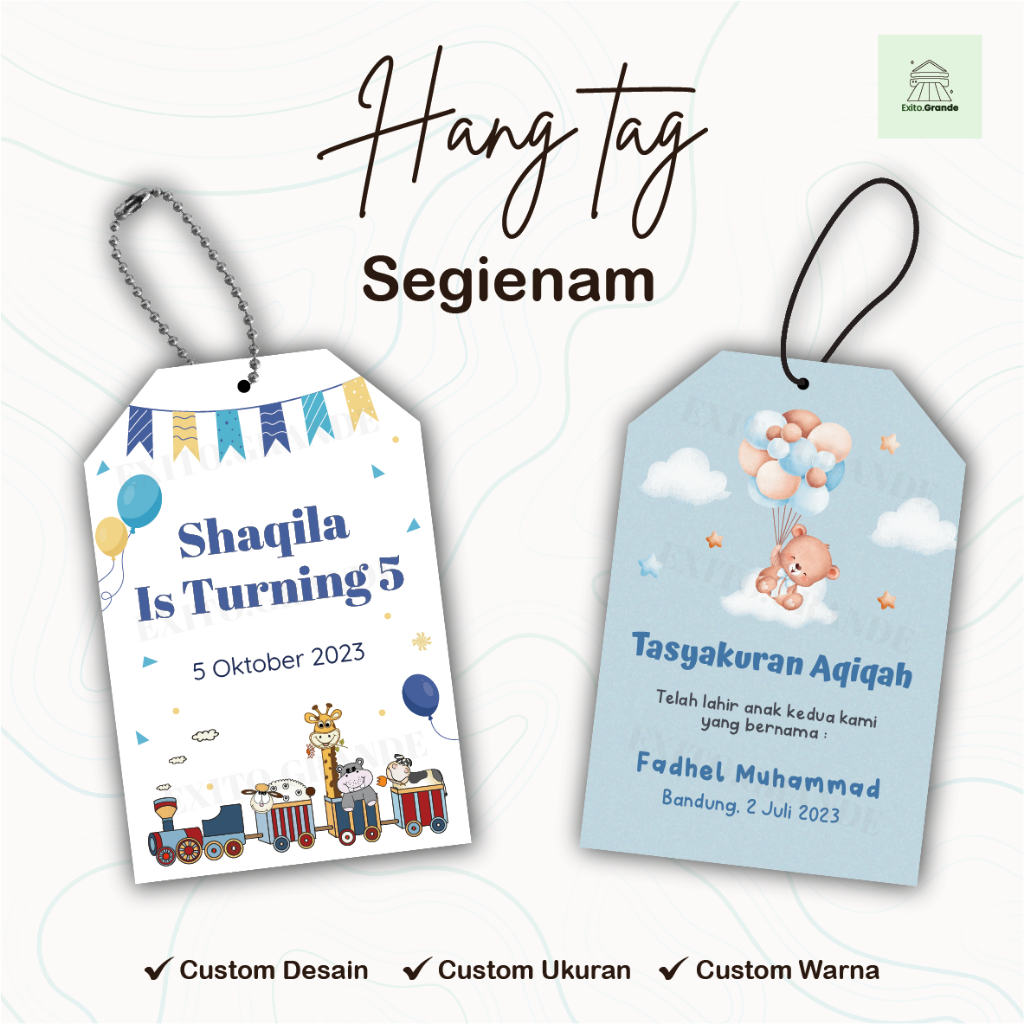 

Hang Tag Segienam / Hang Tag Souvenir Acara / Hangtag Karakter Lucu