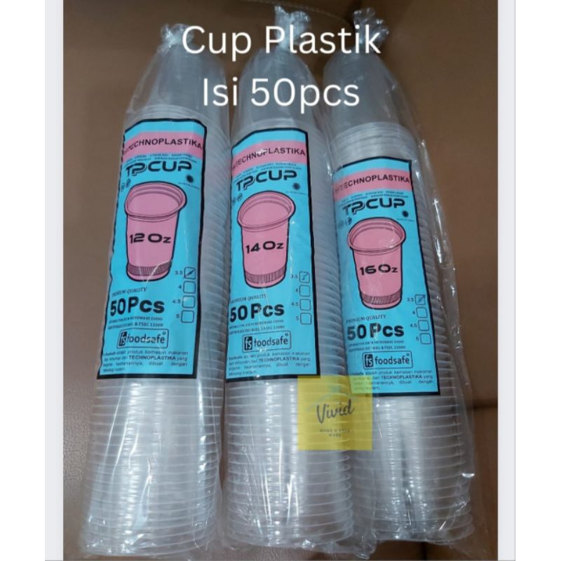 

2Xbtygneal Sakha Snack ) Cup Plastik Alas Datar 50 Pcs- Gelas Pesta 12Oz 14Oz 16Oz - Cup Pop Ice -