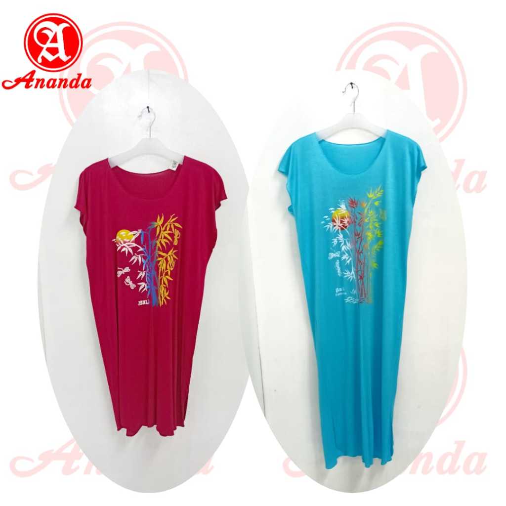 Daster Lengan Pendek Wanita Dewasa Corak Bali Bahan Kaos