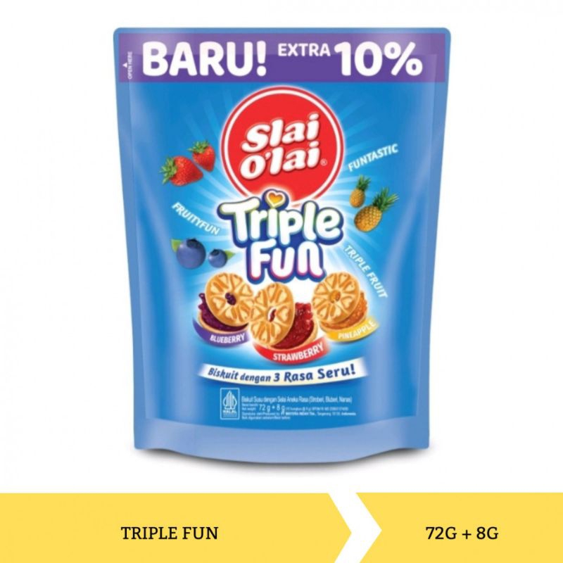 

Slai olai triple fun 80gram New/ biskuit slai olai/ murah