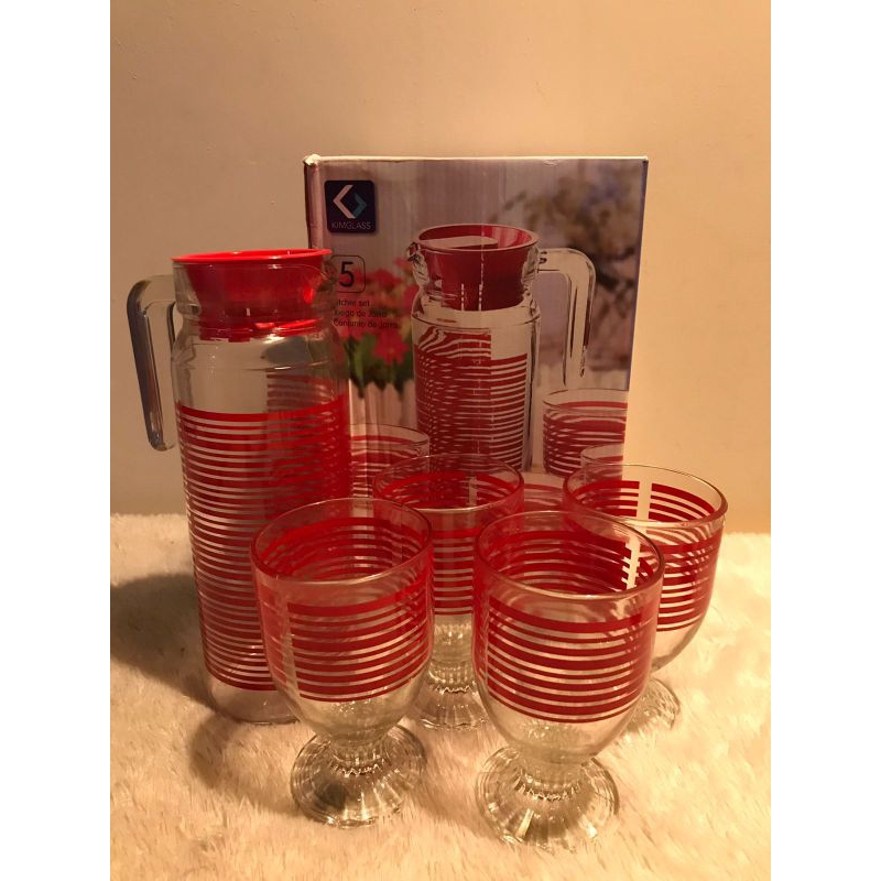 GELAS KACA KIMGLASS PITCHER SET RING WADAH MINUMAN SATU SET